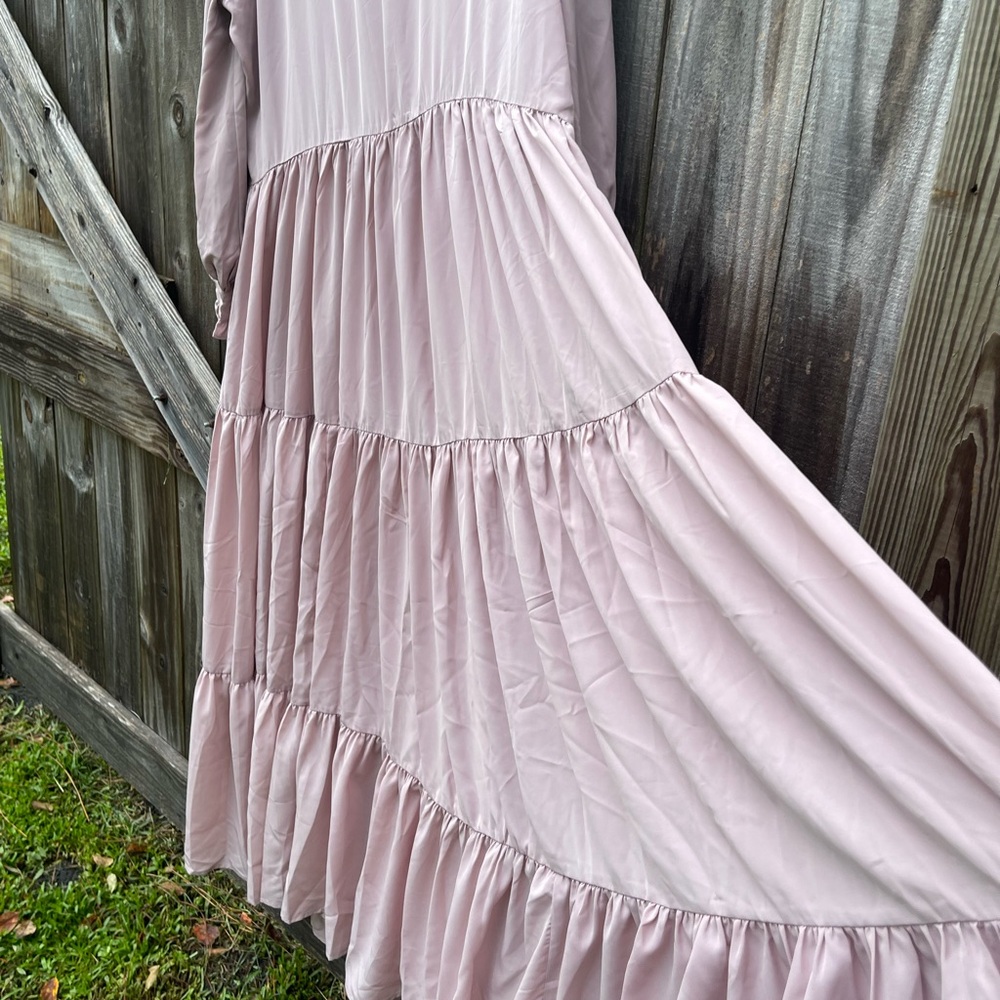 Dainty Jewells Blush Long Sleeve Tiered Dress - Picture 7 of 12